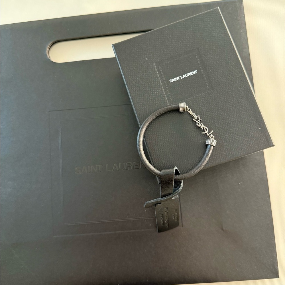 NWT YSL SAINT LAURENT OPYUM Bracelet Black lLeather Unisex🖤💝 - Picture 3 of 16